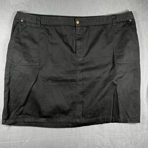 Caribbean Joe Black Utility Skirt Pockets Cotton Casual Mini Plus Size 24W‎